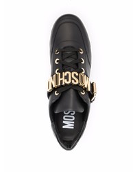 schwarze Leder niedrige Sneakers von Moschino