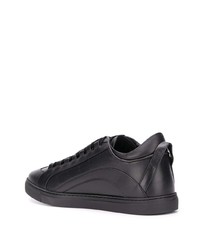 schwarze Leder niedrige Sneakers von DSQUARED2