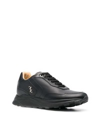 schwarze Leder niedrige Sneakers von Billionaire