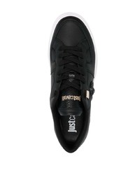 schwarze Leder niedrige Sneakers von Just Cavalli