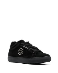 schwarze Leder niedrige Sneakers von Philipp Plein