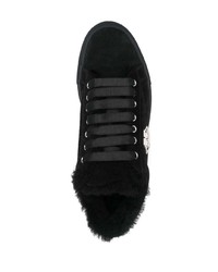 schwarze Leder niedrige Sneakers von Philipp Plein