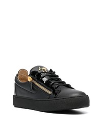 schwarze Leder niedrige Sneakers von Giuseppe Zanotti