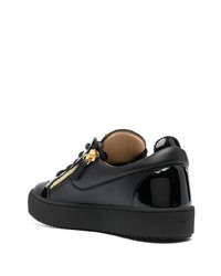 schwarze Leder niedrige Sneakers von Giuseppe Zanotti