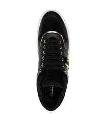 schwarze Leder niedrige Sneakers von Salvatore Ferragamo