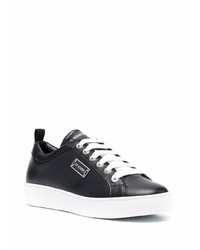 schwarze Leder niedrige Sneakers von Les Hommes