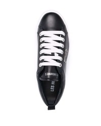 schwarze Leder niedrige Sneakers von Les Hommes