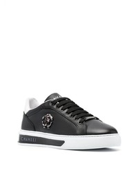 schwarze Leder niedrige Sneakers von Roberto Cavalli