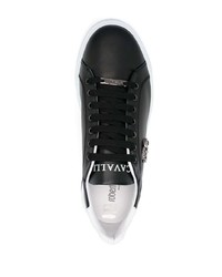 schwarze Leder niedrige Sneakers von Roberto Cavalli