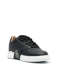 schwarze Leder niedrige Sneakers von Philipp Plein