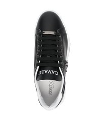 schwarze Leder niedrige Sneakers von Roberto Cavalli