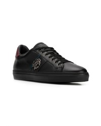 schwarze Leder niedrige Sneakers von Roberto Cavalli