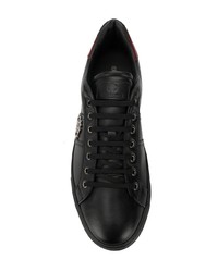 schwarze Leder niedrige Sneakers von Roberto Cavalli