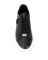 schwarze Leder niedrige Sneakers von Philipp Plein