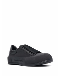 schwarze Leder niedrige Sneakers von Alexander McQueen