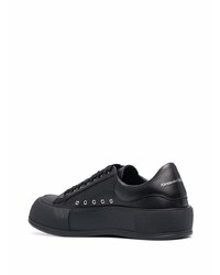 schwarze Leder niedrige Sneakers von Alexander McQueen