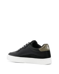 schwarze Leder niedrige Sneakers von Calvin Klein Jeans