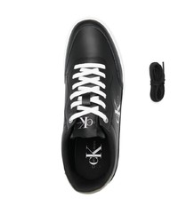 schwarze Leder niedrige Sneakers von Calvin Klein Jeans