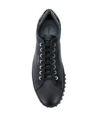 schwarze Leder niedrige Sneakers von Salvatore Ferragamo