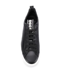 schwarze Leder niedrige Sneakers von DSQUARED2