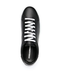 schwarze Leder niedrige Sneakers von DSQUARED2