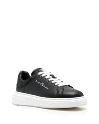 schwarze Leder niedrige Sneakers von John Richmond