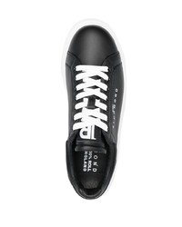 schwarze Leder niedrige Sneakers von John Richmond