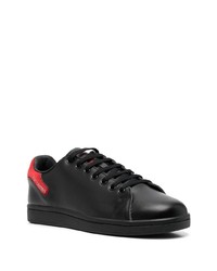 schwarze Leder niedrige Sneakers von Raf Simons