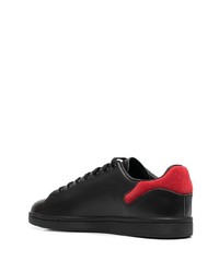 schwarze Leder niedrige Sneakers von Raf Simons