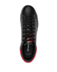 schwarze Leder niedrige Sneakers von Raf Simons