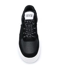 schwarze Leder niedrige Sneakers von VERSACE JEANS COUTURE