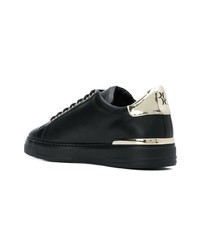 schwarze Leder niedrige Sneakers von Billionaire