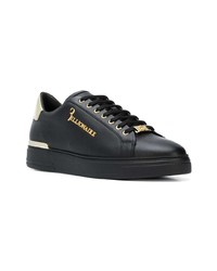 schwarze Leder niedrige Sneakers von Billionaire