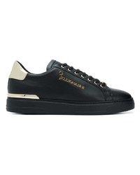 schwarze Leder niedrige Sneakers von Billionaire