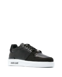 schwarze Leder niedrige Sneakers von Roberto Cavalli