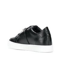 schwarze Leder niedrige Sneakers von Versus