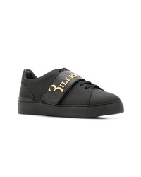 schwarze Leder niedrige Sneakers von Billionaire