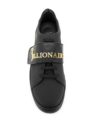 schwarze Leder niedrige Sneakers von Billionaire