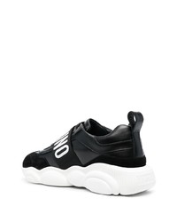 schwarze Leder niedrige Sneakers von Moschino