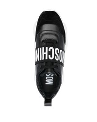 schwarze Leder niedrige Sneakers von Moschino