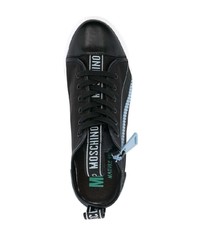 schwarze Leder niedrige Sneakers von Moschino