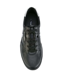 schwarze Leder niedrige Sneakers von Dolce & Gabbana