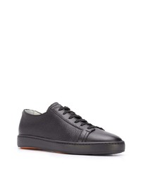 schwarze Leder niedrige Sneakers von Santoni