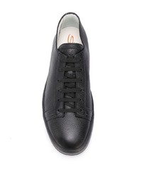 schwarze Leder niedrige Sneakers von Santoni