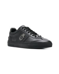 schwarze Leder niedrige Sneakers von Billionaire