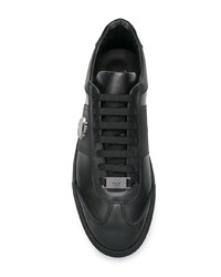 schwarze Leder niedrige Sneakers von Billionaire