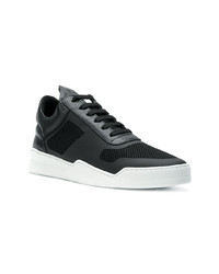 schwarze Leder niedrige Sneakers von Filling Pieces