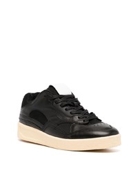 schwarze Leder niedrige Sneakers von Jil Sander