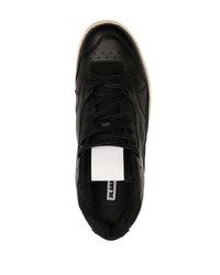 schwarze Leder niedrige Sneakers von Jil Sander