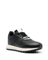 schwarze Leder niedrige Sneakers von Emporio Armani